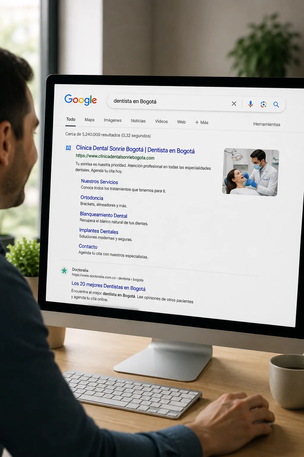 Página web en los primeros resultados de Google