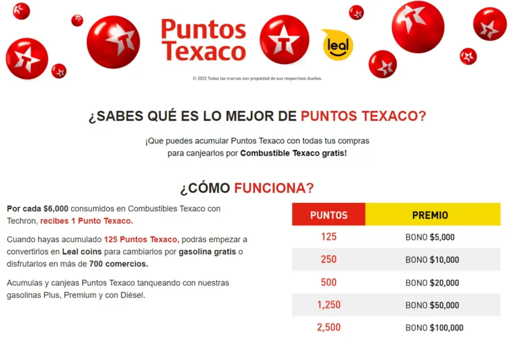 programa puntos Texaco