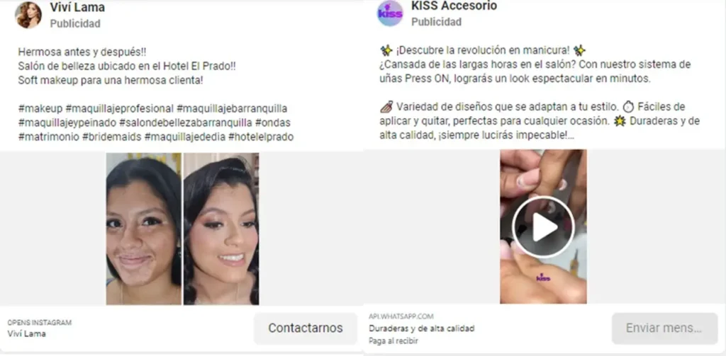 publicidad de salón de belleza en facebook