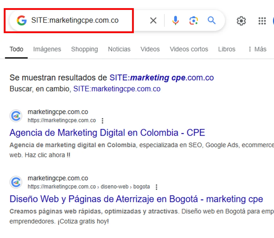 Verifica si tu sitio está indexado