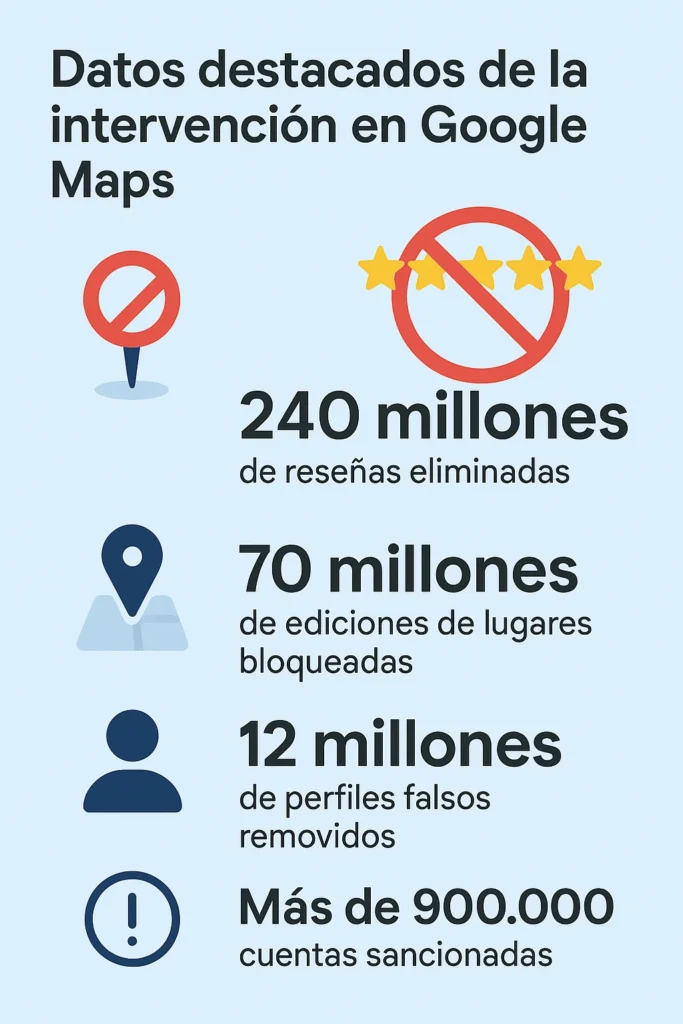datos destacados de la intervencion en google maps