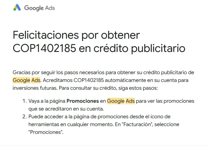 Código de oferta de Google Ads 2026
