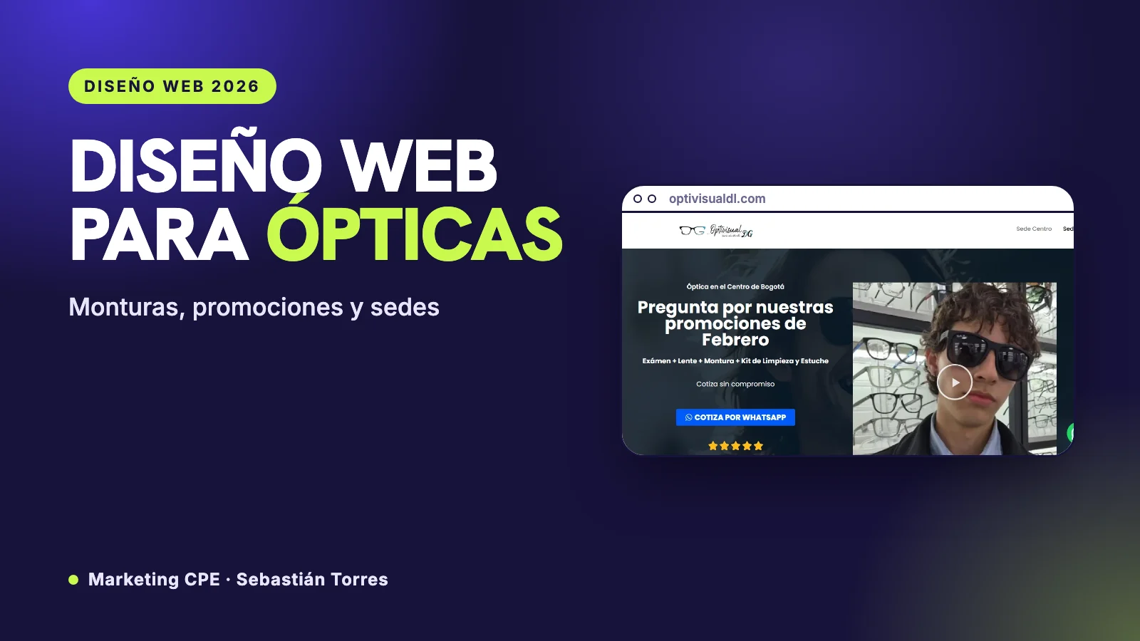 Diseño web para ópticas: promociones, monturas y una sede en cada barrio