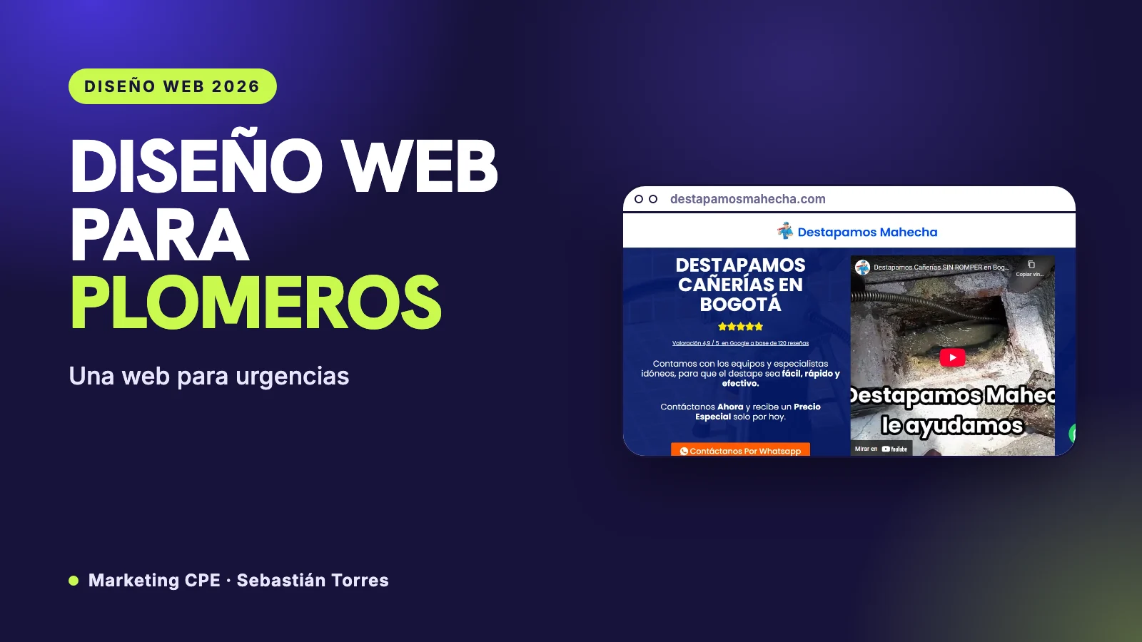 Diseño web para plomeros: una página que se usa con una fuga en la cocina