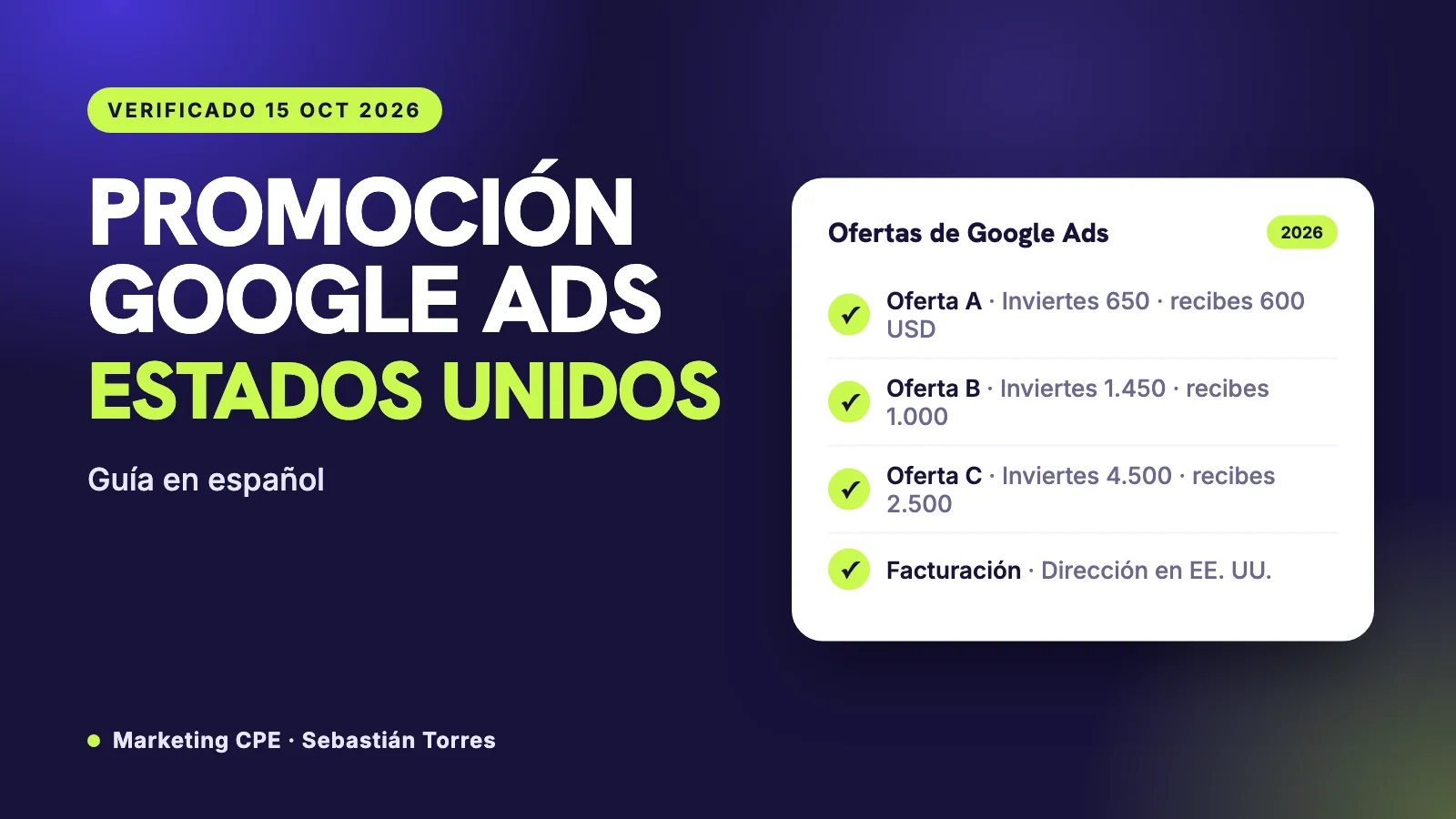 Promoción de Google Ads en Estados Unidos 2026 (guía en español)