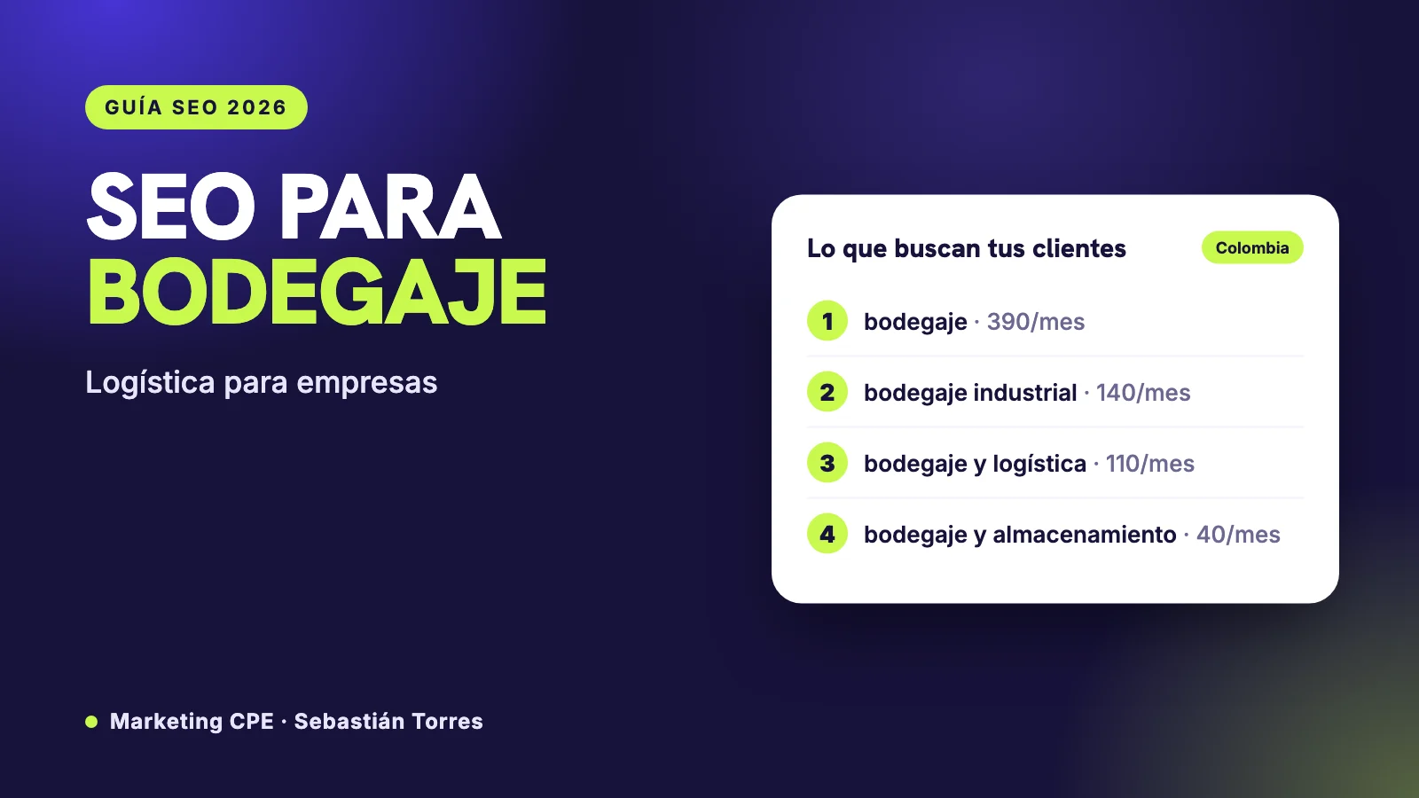 SEO para empresas de bodegaje: logística B2B con metros, ubicación y servicios claros