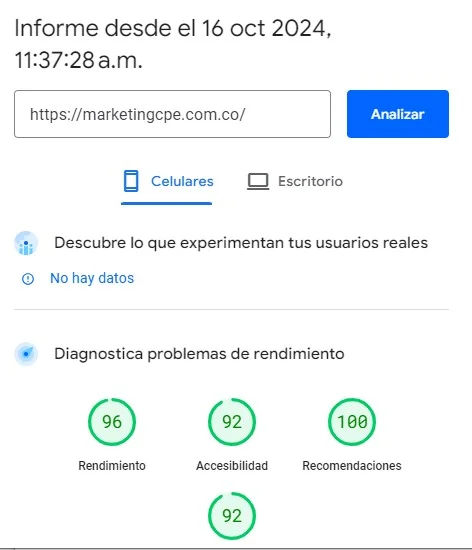 velocidad de página para hoteles