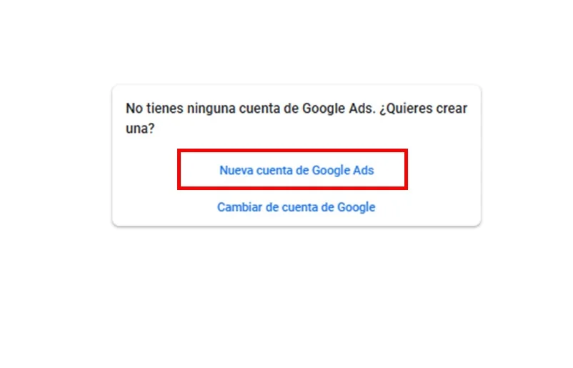 nueva cuenta de google ads