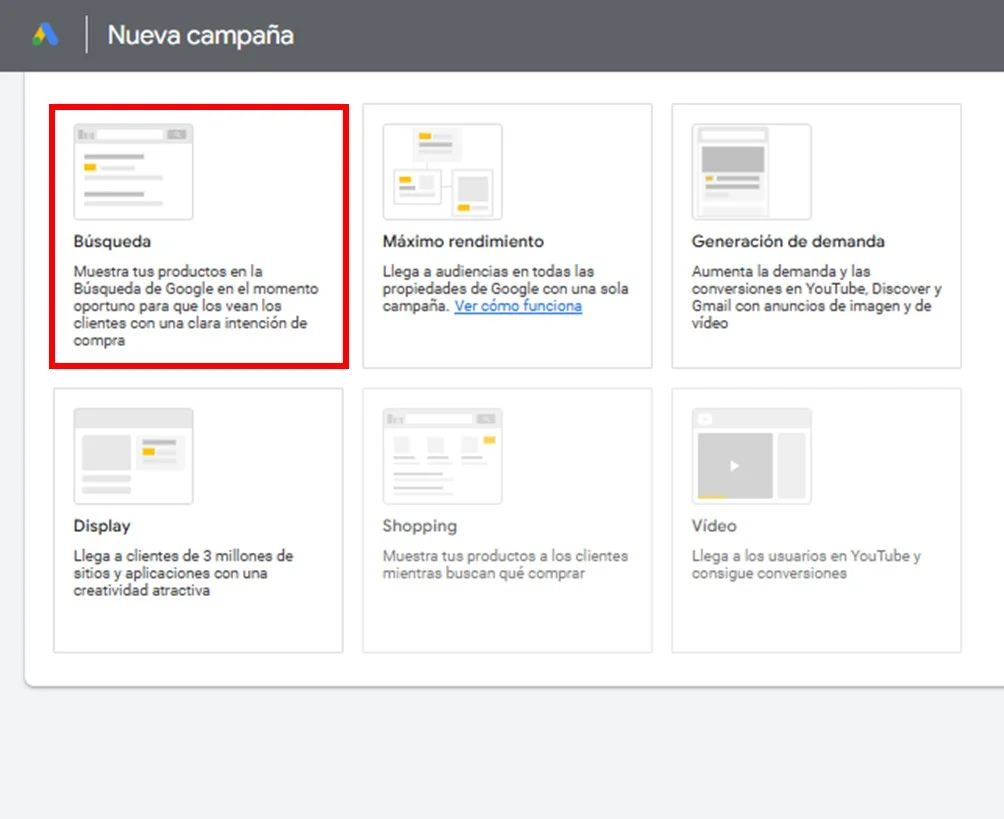 campaña de busqueda google ads