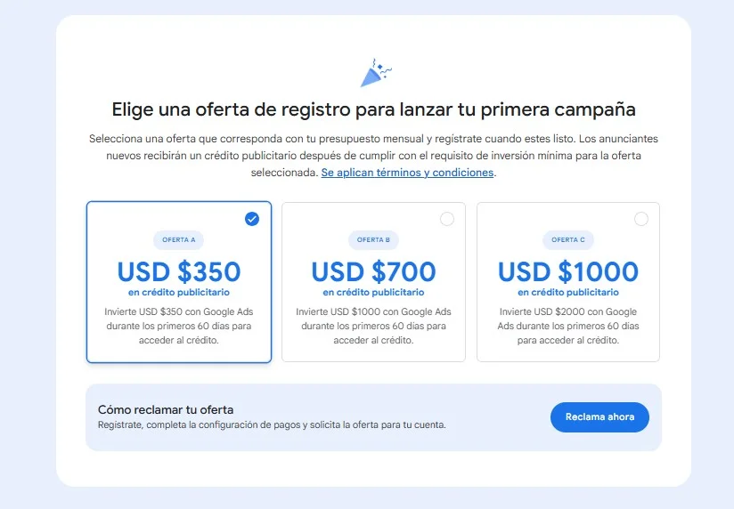 Ofertas de Google ADS para Latinoamérica